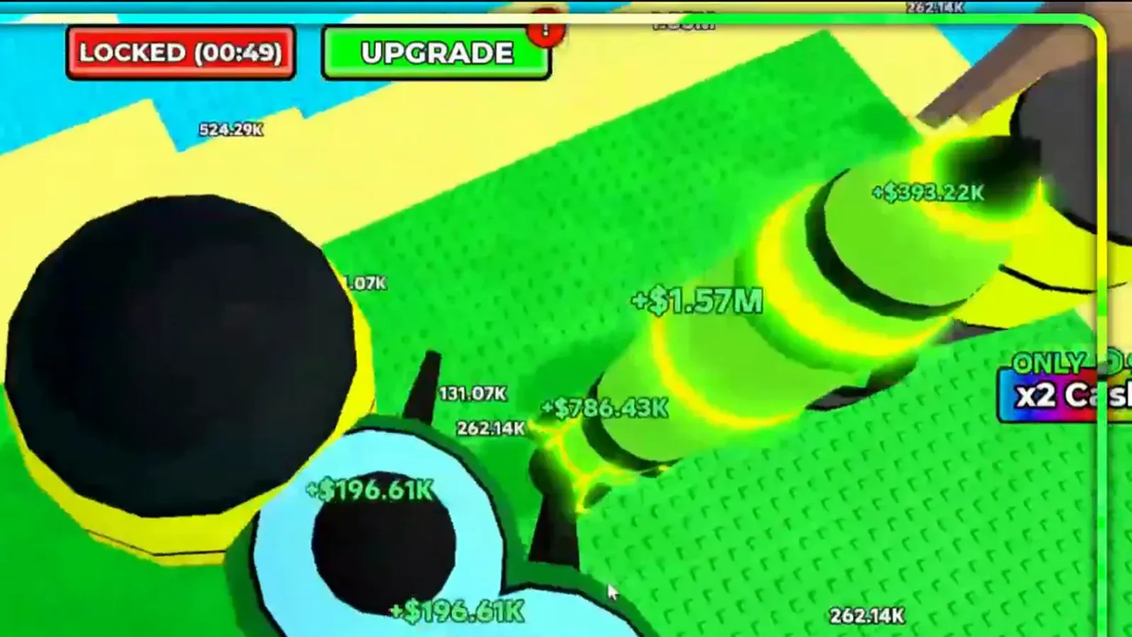 Merge a Nuke launch pads crowded with black, yellow and green nukes popping +$825.75K and +$206.44K cash popups under the Black Hole Bopper's 1.31K damage label. Merge a Nuke launch pads crowded with black, yellow and green nukes popping +$825.75K and +$206.44K cash popups under the Black Hole Bopper's 1.31K damage label.