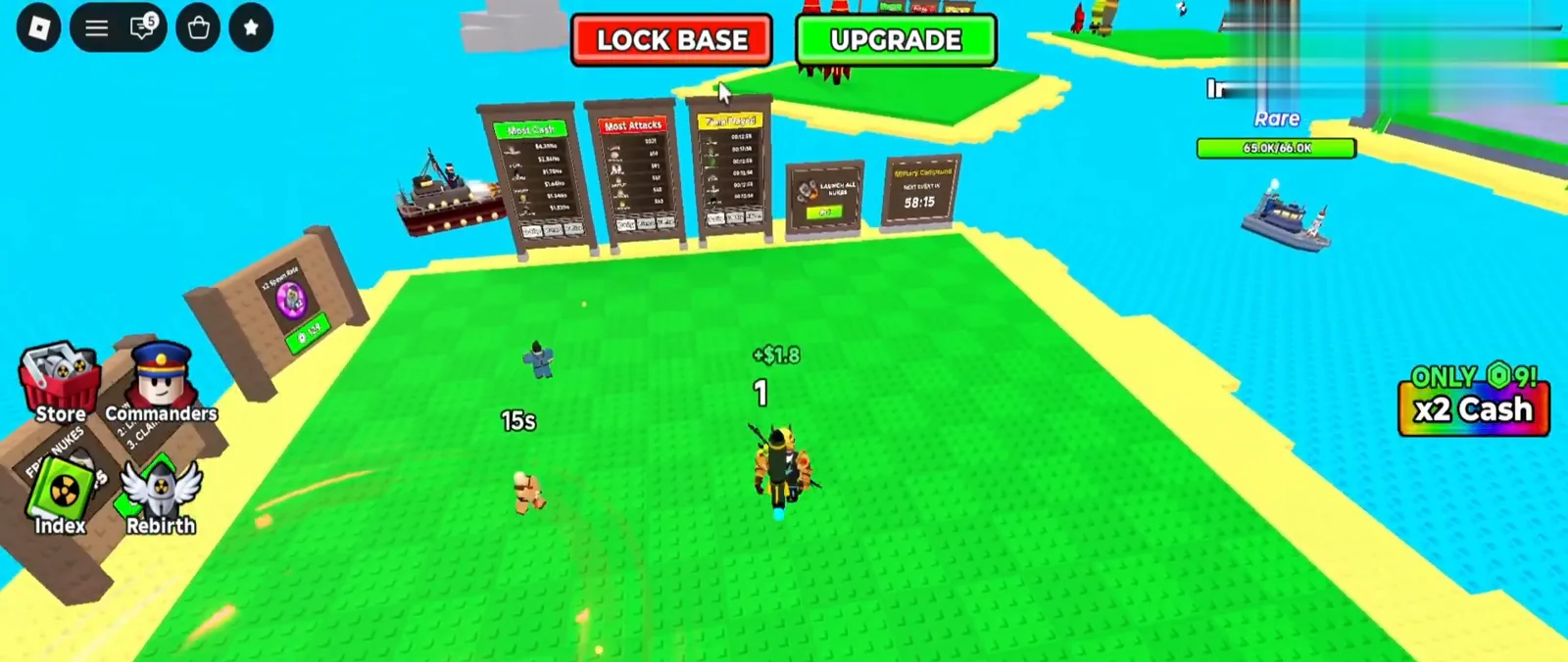 Merge a Nuke base at the end of a session with racked nukes, an active commander card and the LOCKED timer running before going offline. Merge a Nuke base at the end of a session with racked nukes, an active commander card and the LOCKED timer running before going offline.
