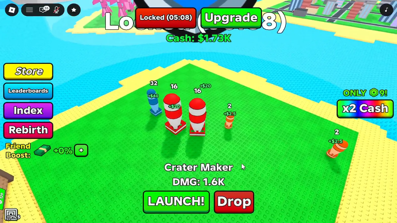 Merge a Nuke base with the red Locked timer active in the top bar protecting a pile of tier 32 and 16 nukes.