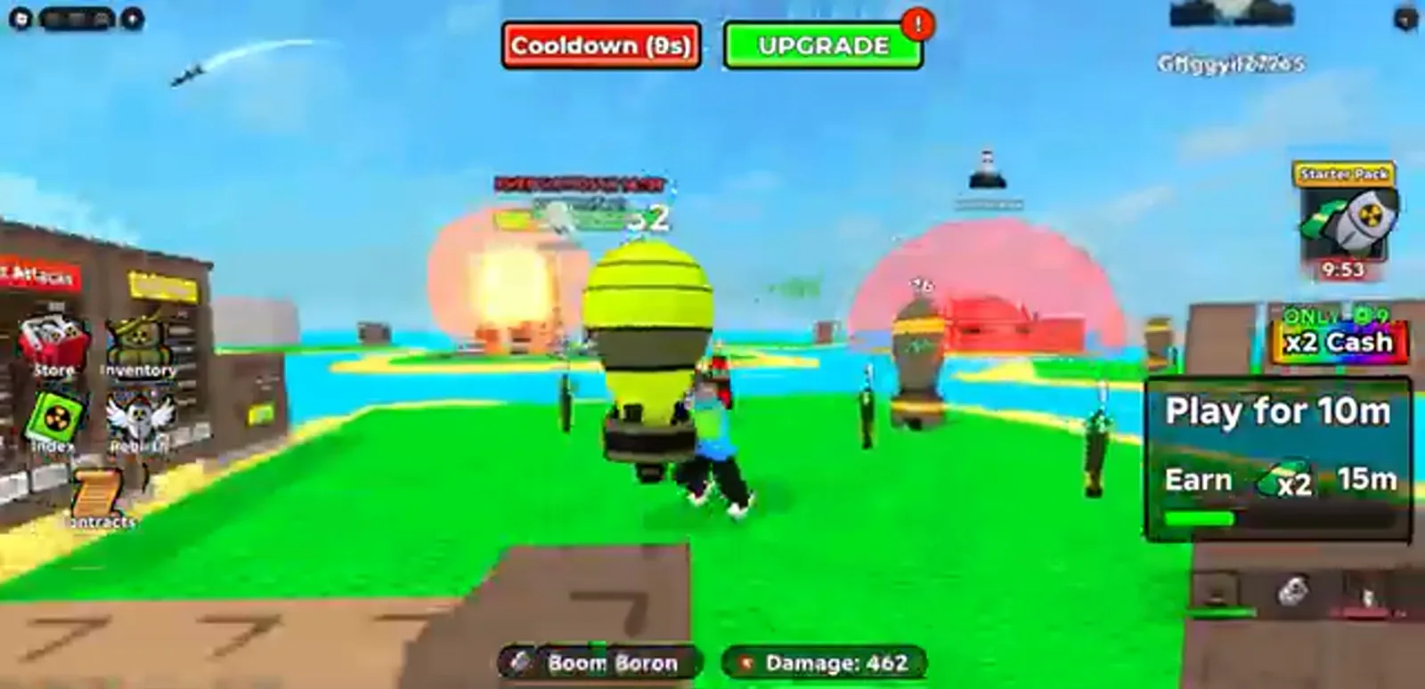 Merge a Nuke Rocket Barrage nuke lifting off the pad at zero cooldown while the Overclocked Reactor mutation doubles cash Merge a Nuke Rocket Barrage nuke lifting off the pad at zero cooldown while the Overclocked Reactor mutation doubles cash