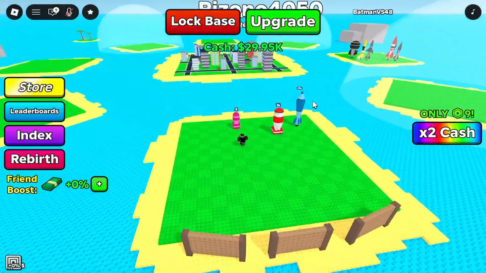 Massive glowing red explosion sphere and protective island shield guarding high-tier missiles in Merge a Nuke. Massive glowing red explosion sphere and protective island shield guarding high-tier missiles in Merge a Nuke.