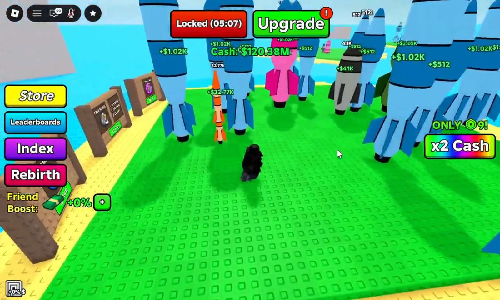 Merge a Nuke island base with the green UPGRADE button and red Locked shield timer in the top bar above nukes earning cash. Merge a Nuke island base with the green UPGRADE button and red Locked shield timer in the top bar above nukes earning cash.