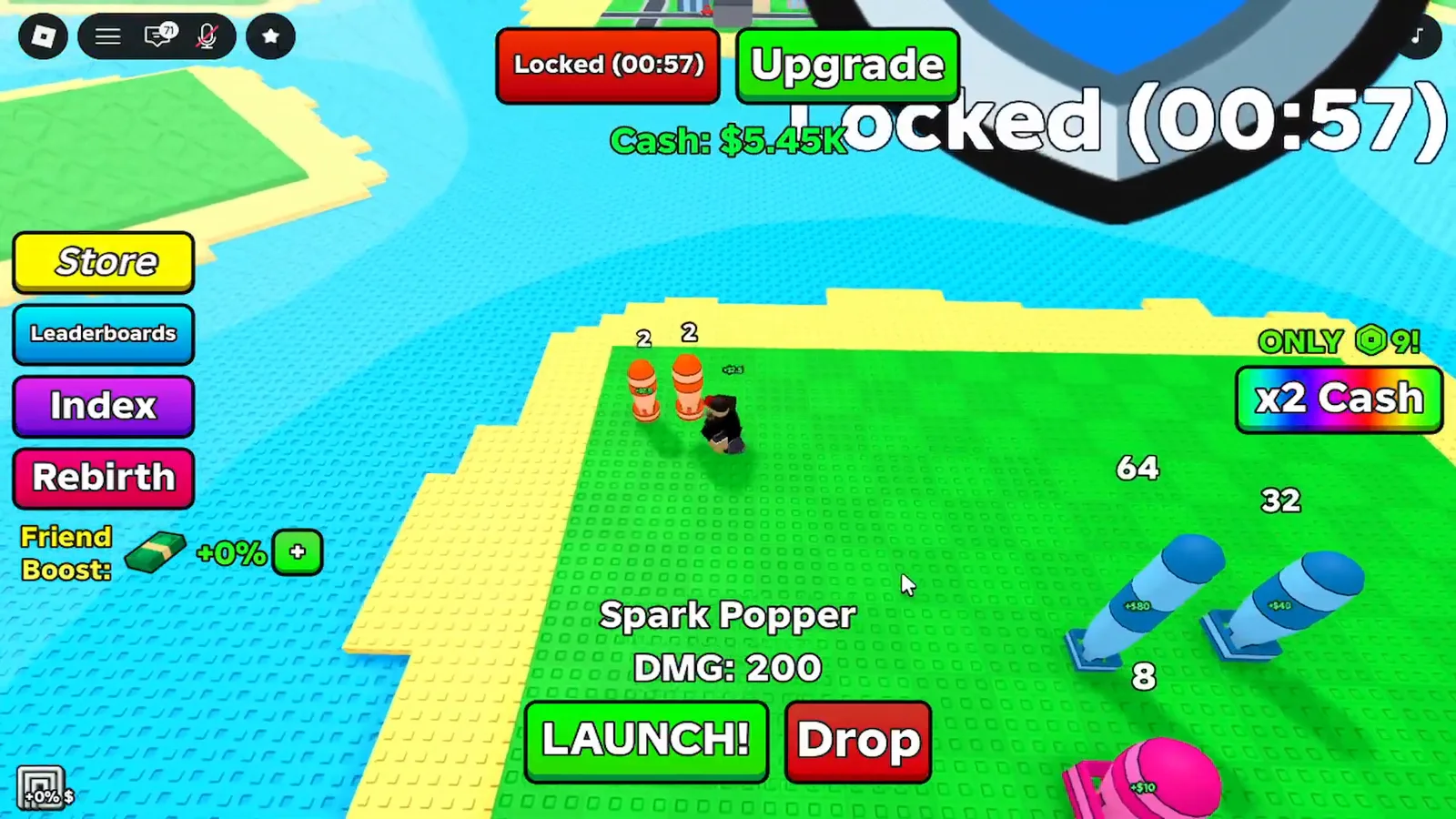 Merge a Nuke base with evolved missiles, Spark Popper DMG 200, and rapid compounding cash counter. Merge a Nuke base with evolved missiles, Spark Popper DMG 200, and rapid compounding cash counter.
