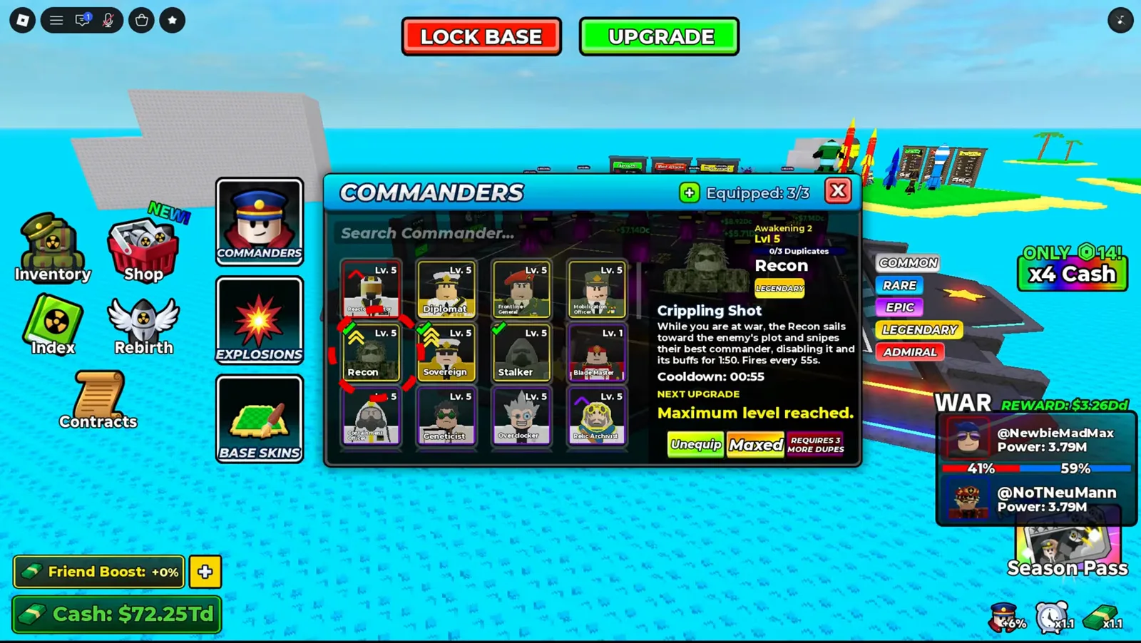 Merge a Nuke base completely stocked with Final Shutdown missiles dealing 3.79M damage during a server war.
