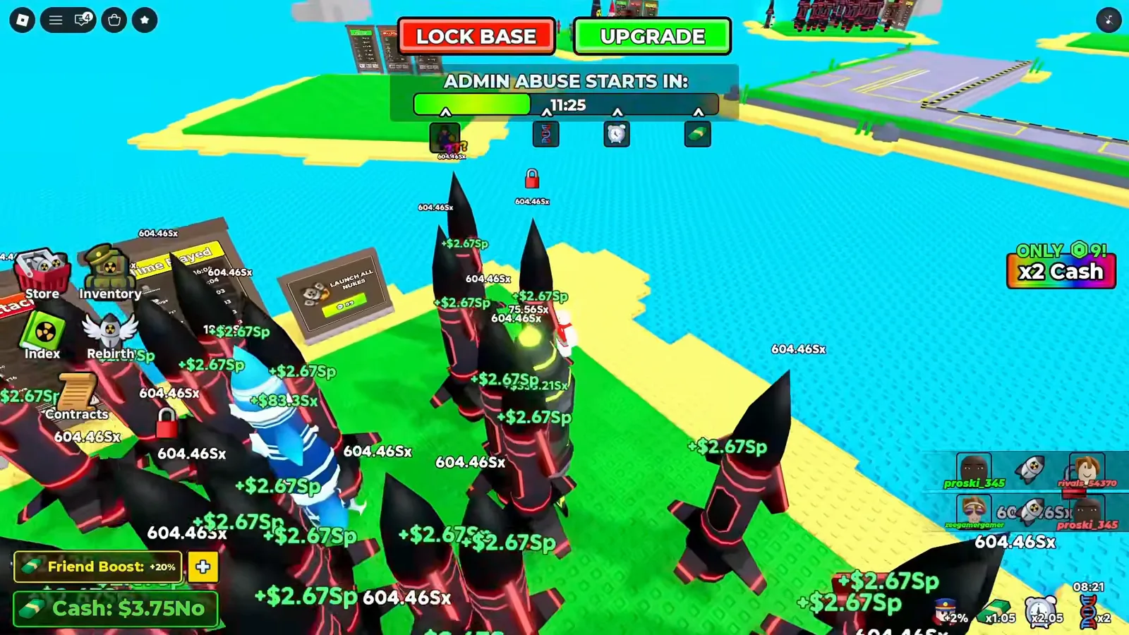 A green mutated nuke bearing a glowing radioactive trefoil parked among darker nukes on a Merge a Nuke base. A green mutated nuke bearing a glowing radioactive trefoil parked among darker nukes on a Merge a Nuke base.