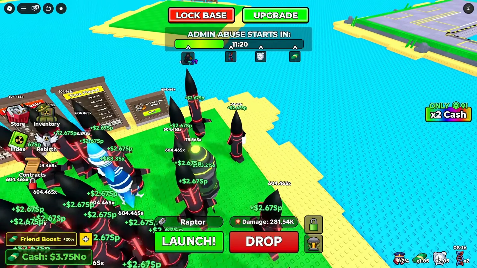 An orange spawn flash bursting on a Merge a Nuke base grid as a fresh nuke rolls its mutation. An orange spawn flash bursting on a Merge a Nuke base grid as a fresh nuke rolls its mutation.