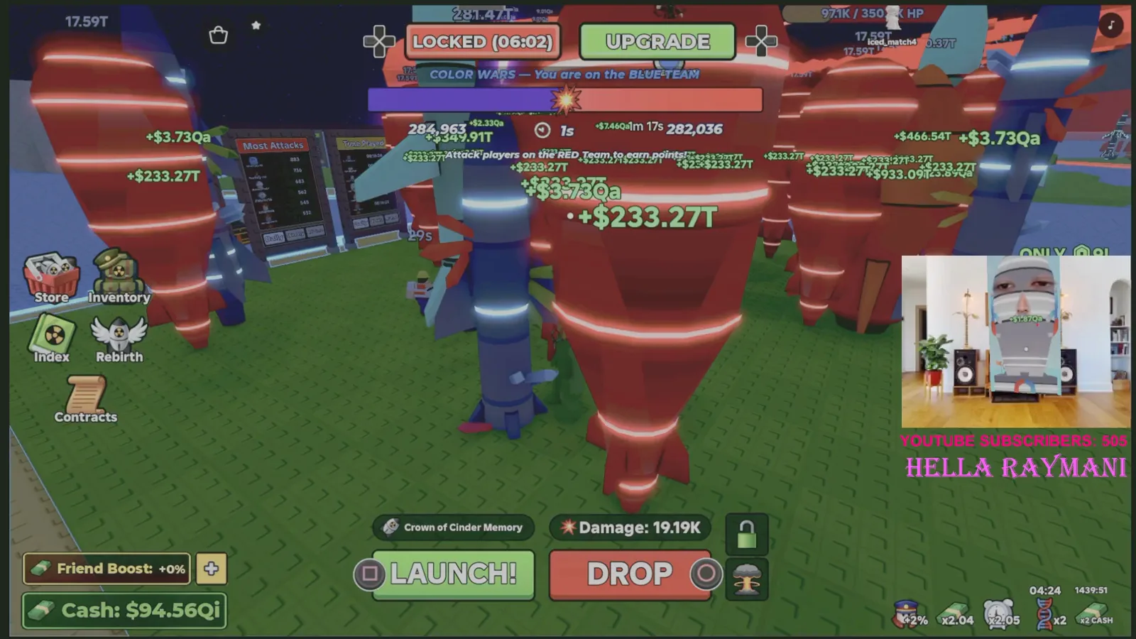 A player holding a Volcano Nuke on a Merge a Nuke plot during the Volcano event. A player holding a Volcano Nuke on a Merge a Nuke plot during the Volcano event.